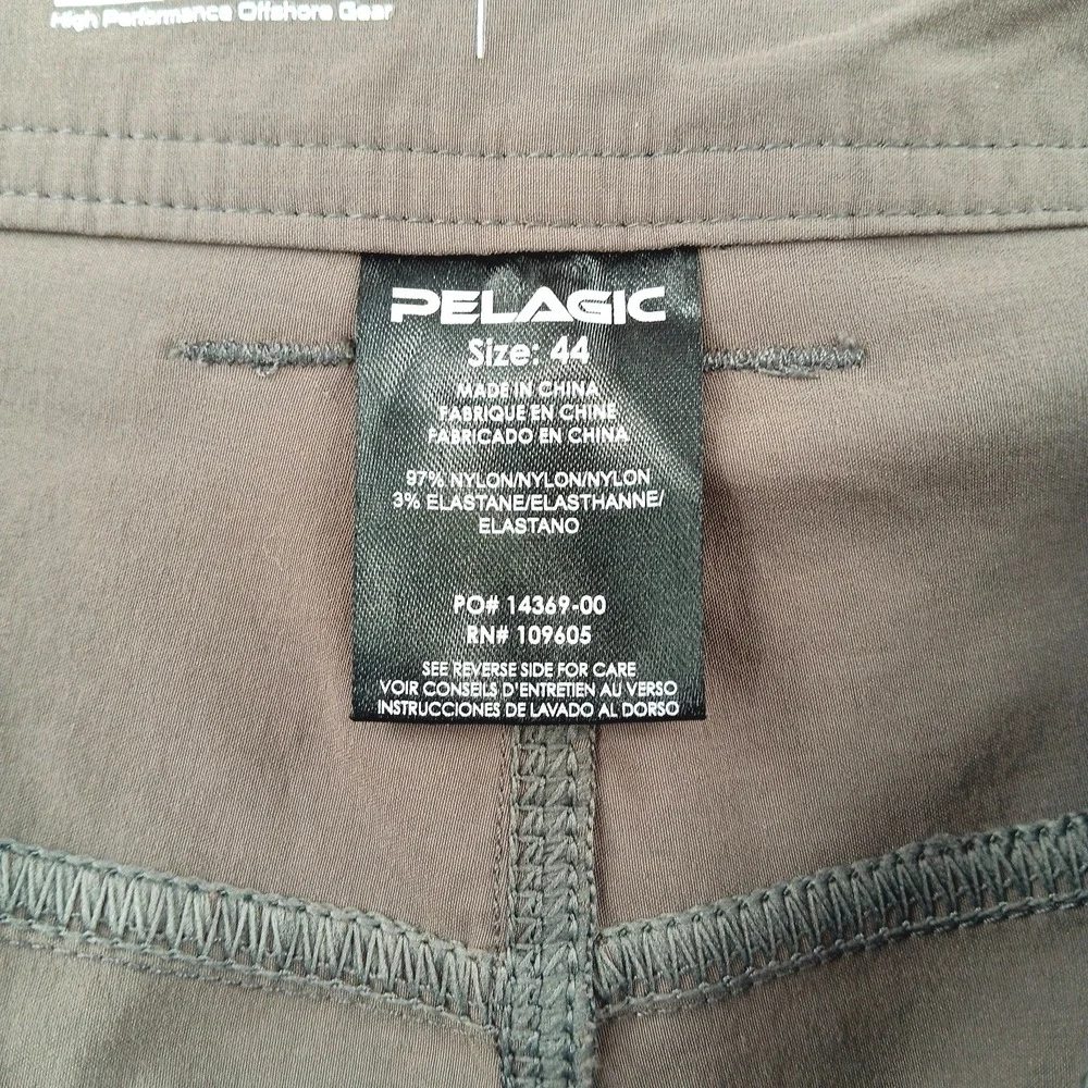 Pelagic Traverse Fishing Board Shorts Mens 44 Grey Nylon Performance Swim Fading
